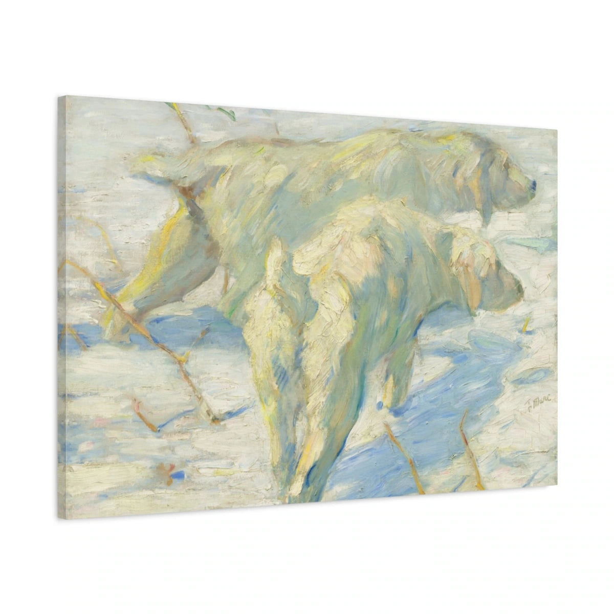 Tableau Chiens sibériens dans la neige – Franz Marc - toile 3D avec bords imprimés - Art Virtuoso