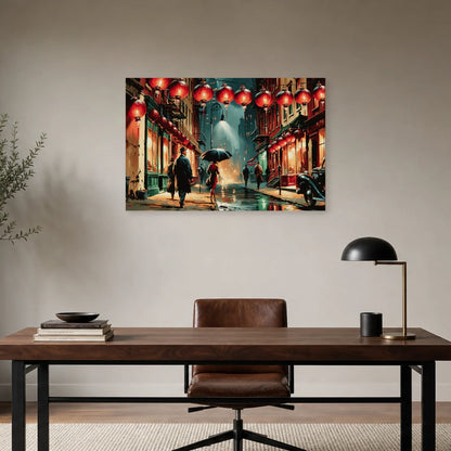Scène nocturne de Chinatown installée dans un bureau