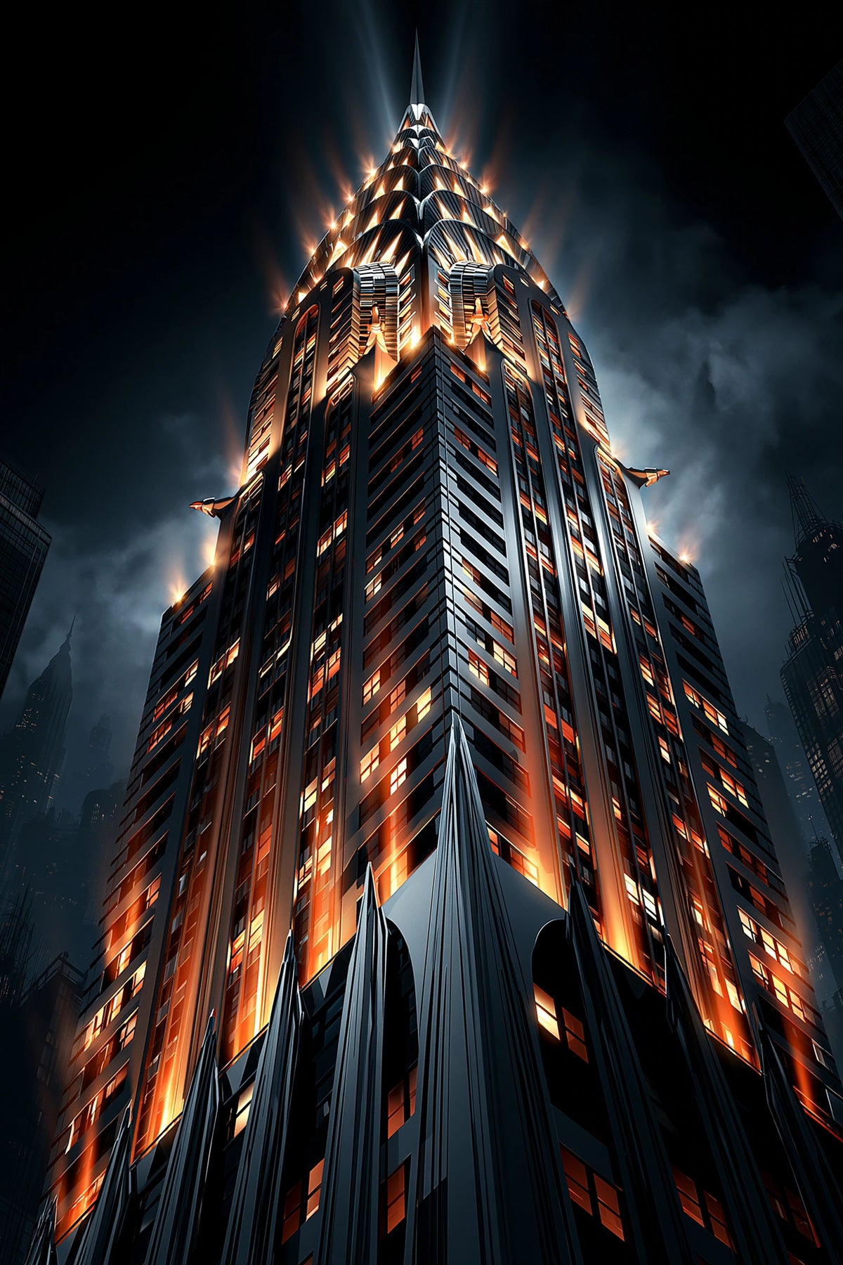 Flèche Art déco du Chrysler Building de nuit, toile format M