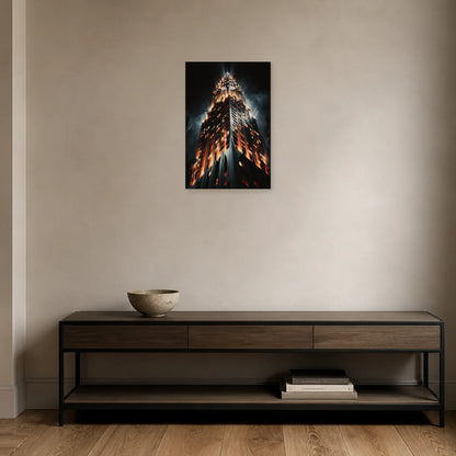 Tableau vertical Art déco mis en scène dans une entrée