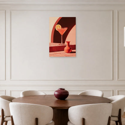 Tableau Cocktail Rose Rétro présenté dans une salle à manger - Art Virtuoso