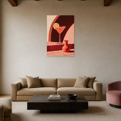 Tableau Cocktail Rose Rétro présenté dans un salon - Art Virtuoso