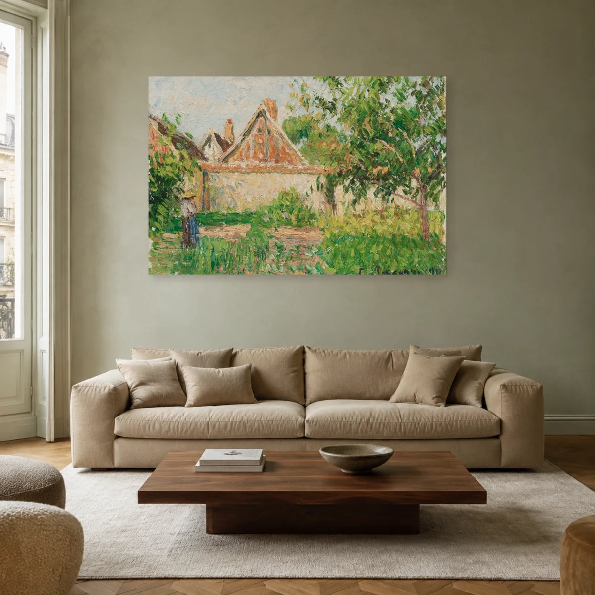 Tableau Coin du jardin à Éragny – Camille Pissarro dans un salon - Art Virtuoso