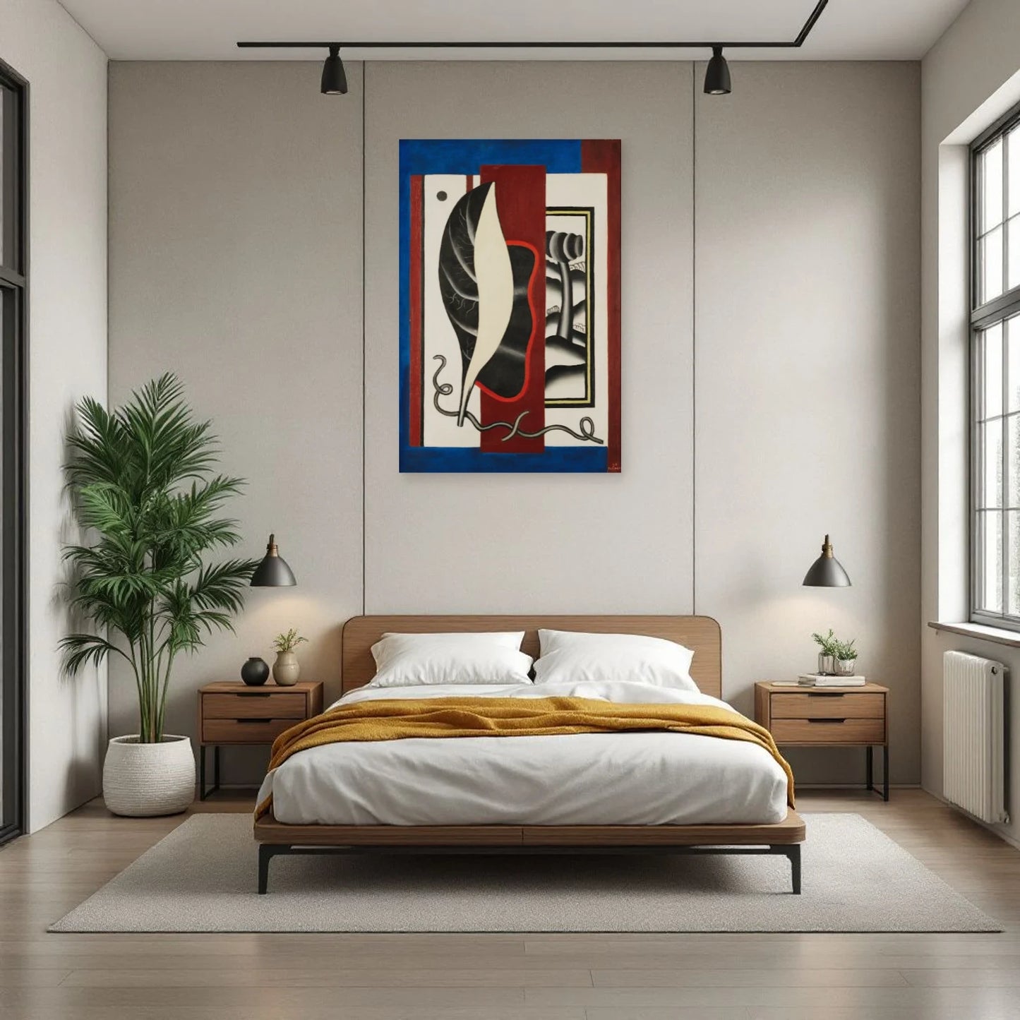 Tableau Composition à la feuille – Fernand Léger dans une chambre - Art Virtuoso