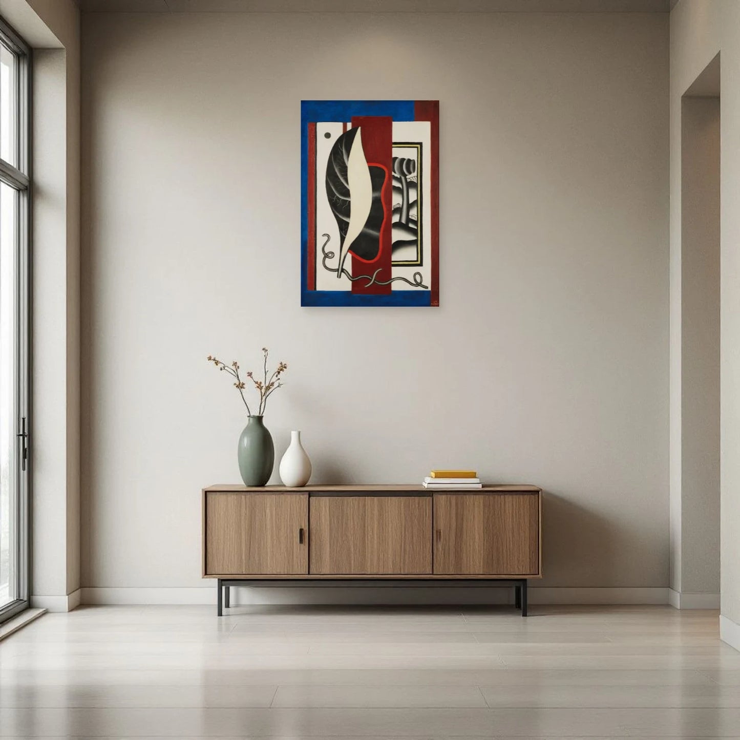 Tableau Composition à la feuille – Fernand Léger dans une entrée ou un couloir - Art Virtuoso
