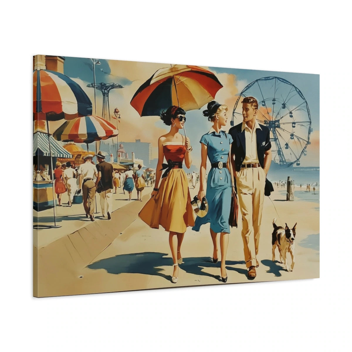 Vue de côté de la toile Coney Island avec bords imprimés