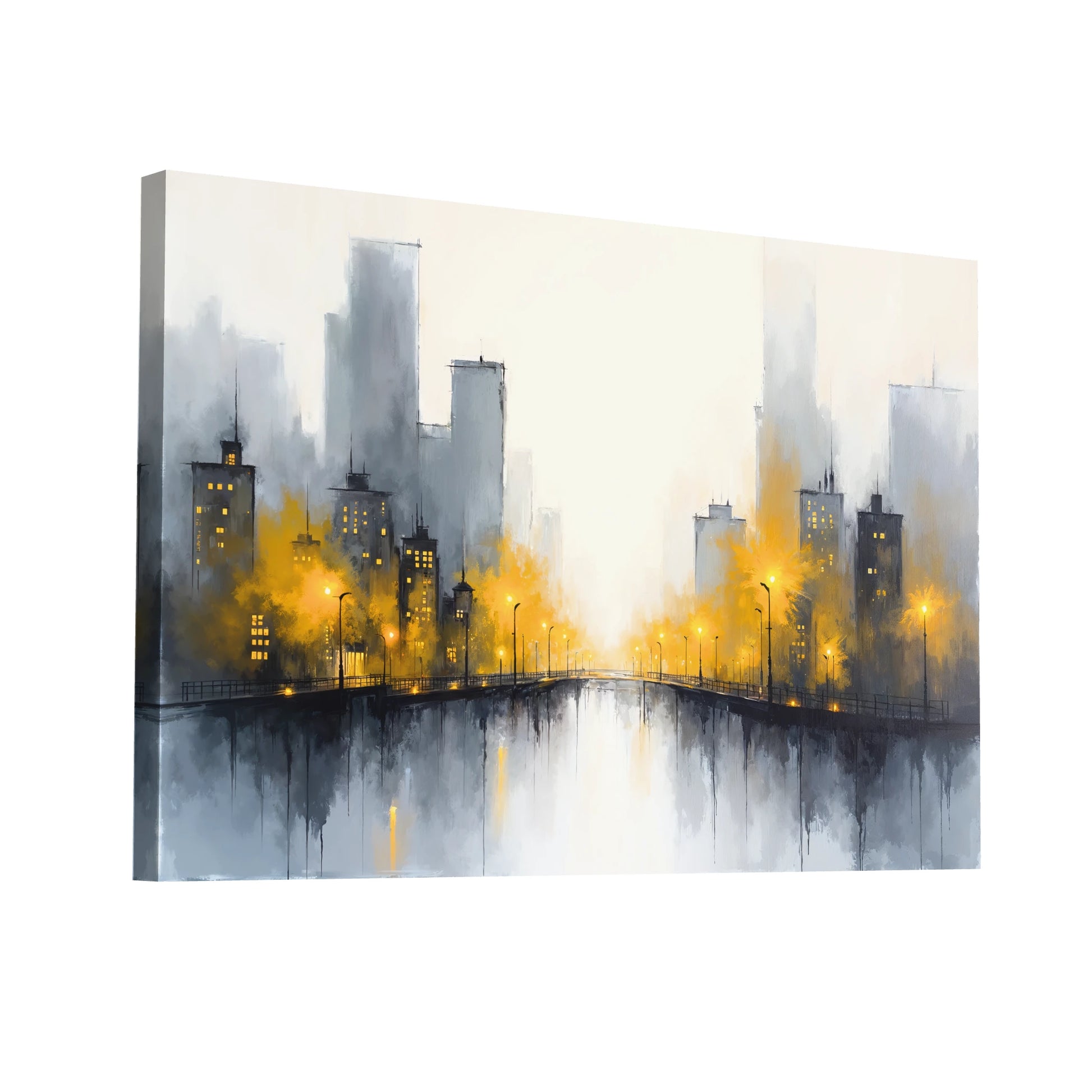 Product Hero 3D WebP Tableau Contemporain Jaune et Gris - Art Virtuoso