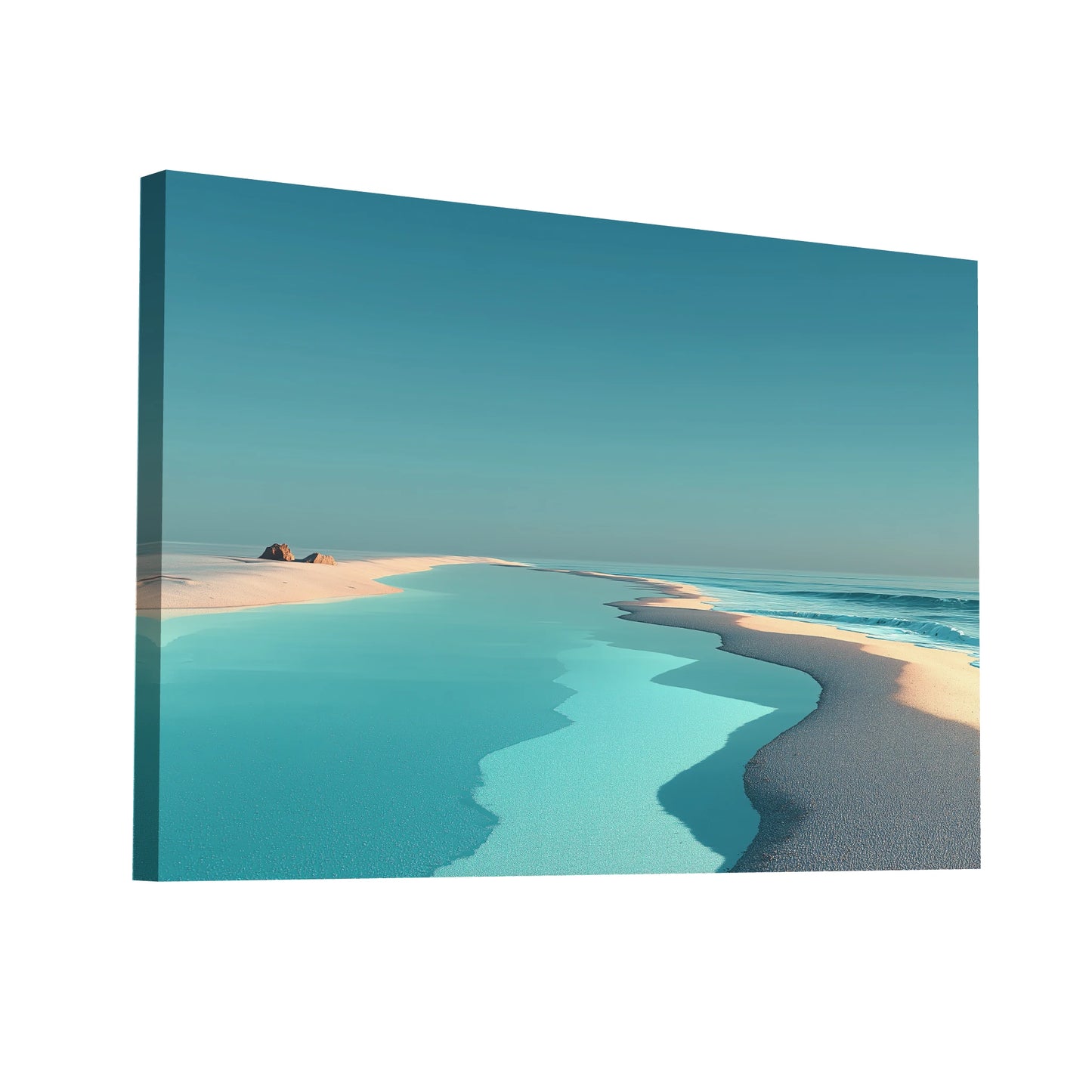 Product Hero 3D WebP Tableau Contemporain Mer : Lagune Turquoise - Art Virtuoso