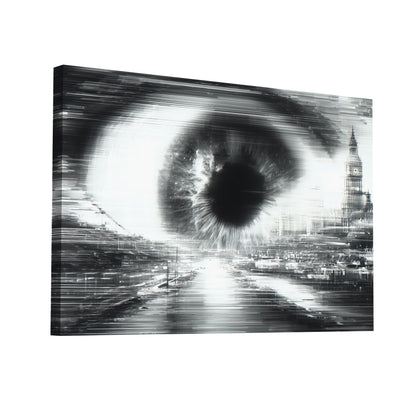 Product Hero 3D WebP Tableau Contemporain Noir et Blanc : Regard sur Londres - Art Virtuoso