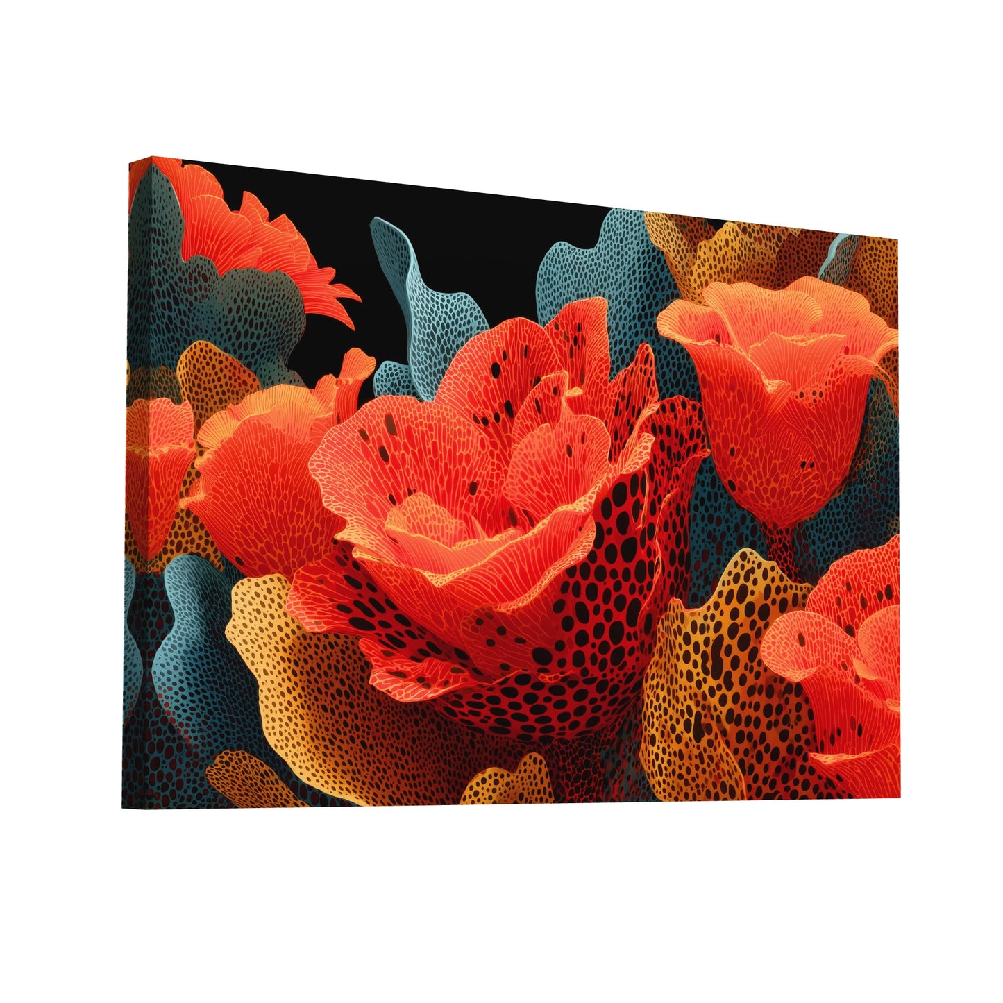 Product Hero 3D WebP Tableau Contemporain Orange - Jardin Abyssal - Art Virtuoso