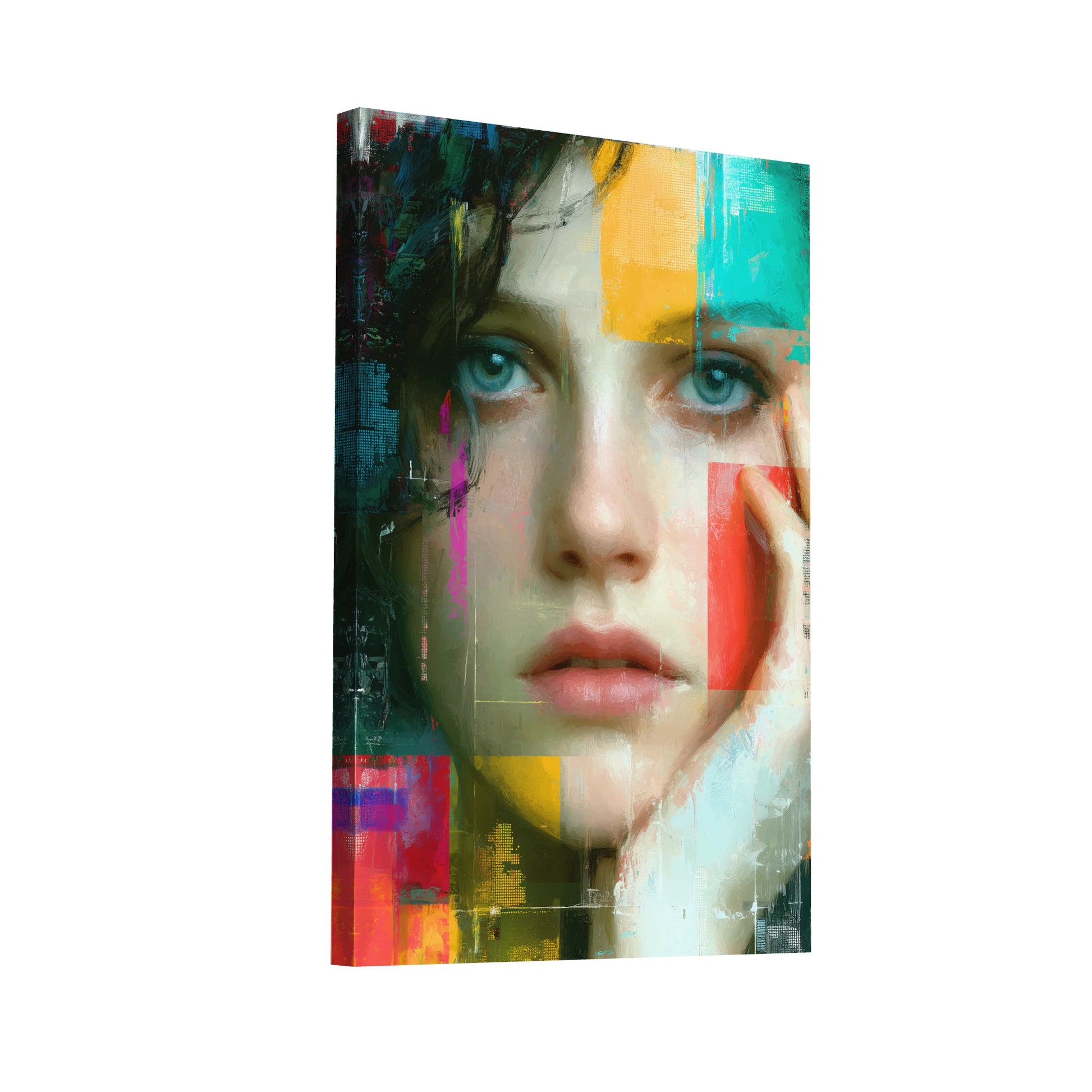 Product Hero 3D WebP Tableau Contemporain Visage Femme - Fragments d'Émotion - Art Virtuoso