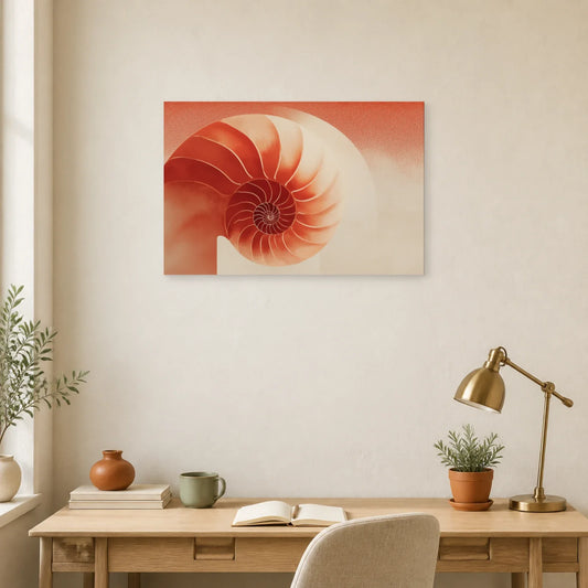 Tableau Coquillage Nautile Terracotta dans un bureau - Art Virtuoso