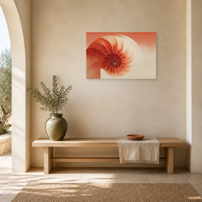 Tableau Coquillage Nautile Terracotta dans une entree ou un couloir - Art Virtuoso