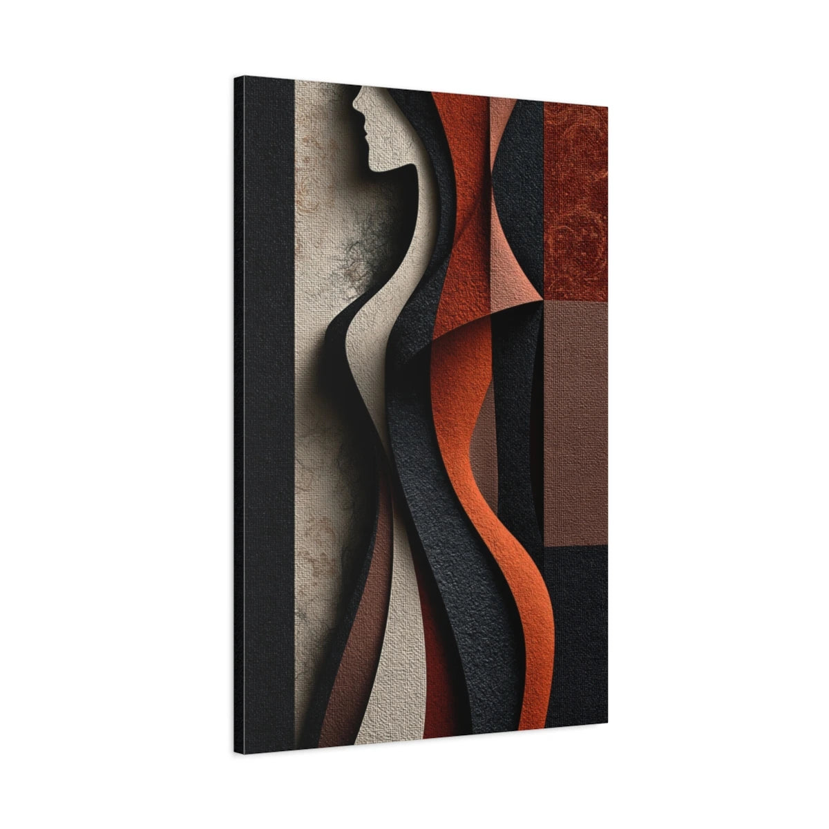 Tableau Corps de Femme Abstrait - Ligne Terracotta - toile 3D avec bords imprimés - Art Virtuoso