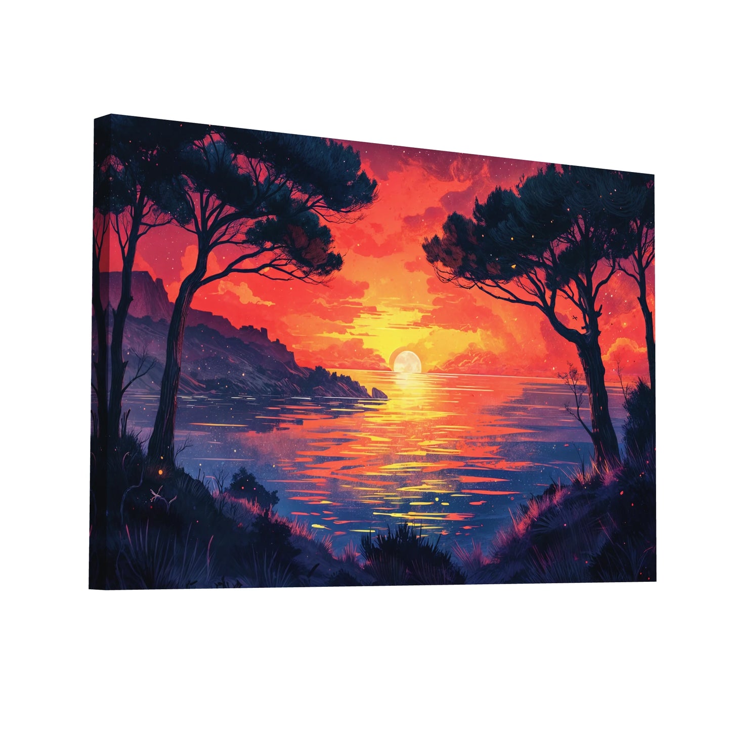 Product Hero 3D WebP Tableau Coucher de Soleil Moderne - Art Virtuoso