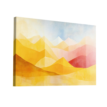 Product Hero 3D WebP Tableau Couleur Jaune : Montagnes Géométriques - Art Virtuoso