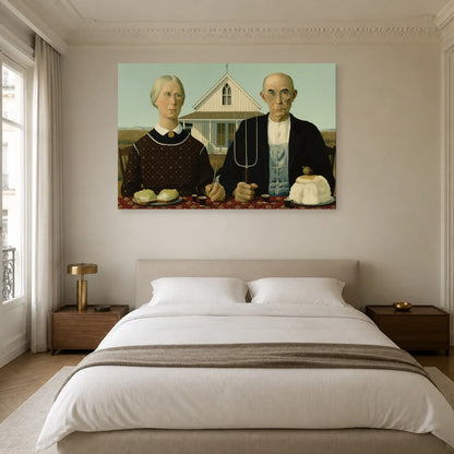 Tableau humoristique du couple impassible dans une chambre