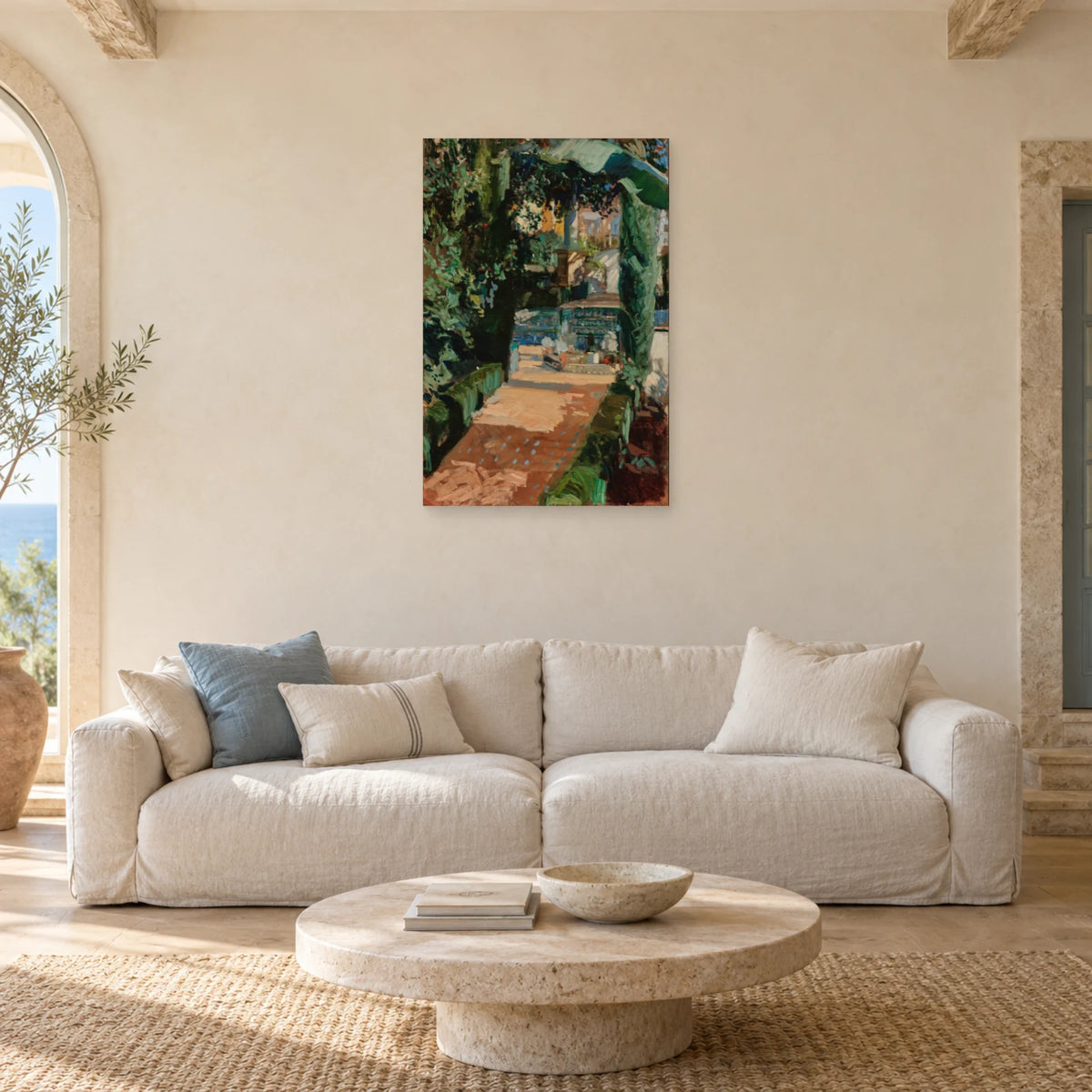 Tableau Cour des Danses à l’Alcázar de Sorolla dans un salon - Art Virtuoso