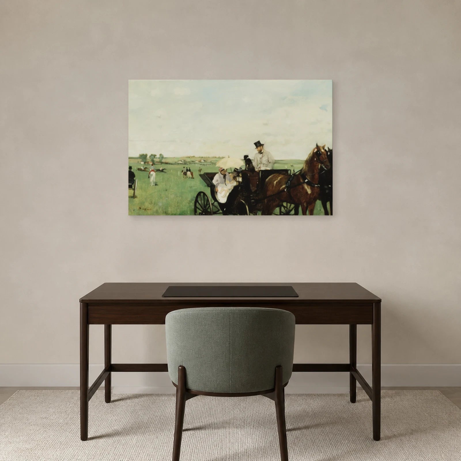 Tableau Aux courses en province – Edgar Degas dans un bureau - Art Virtuoso