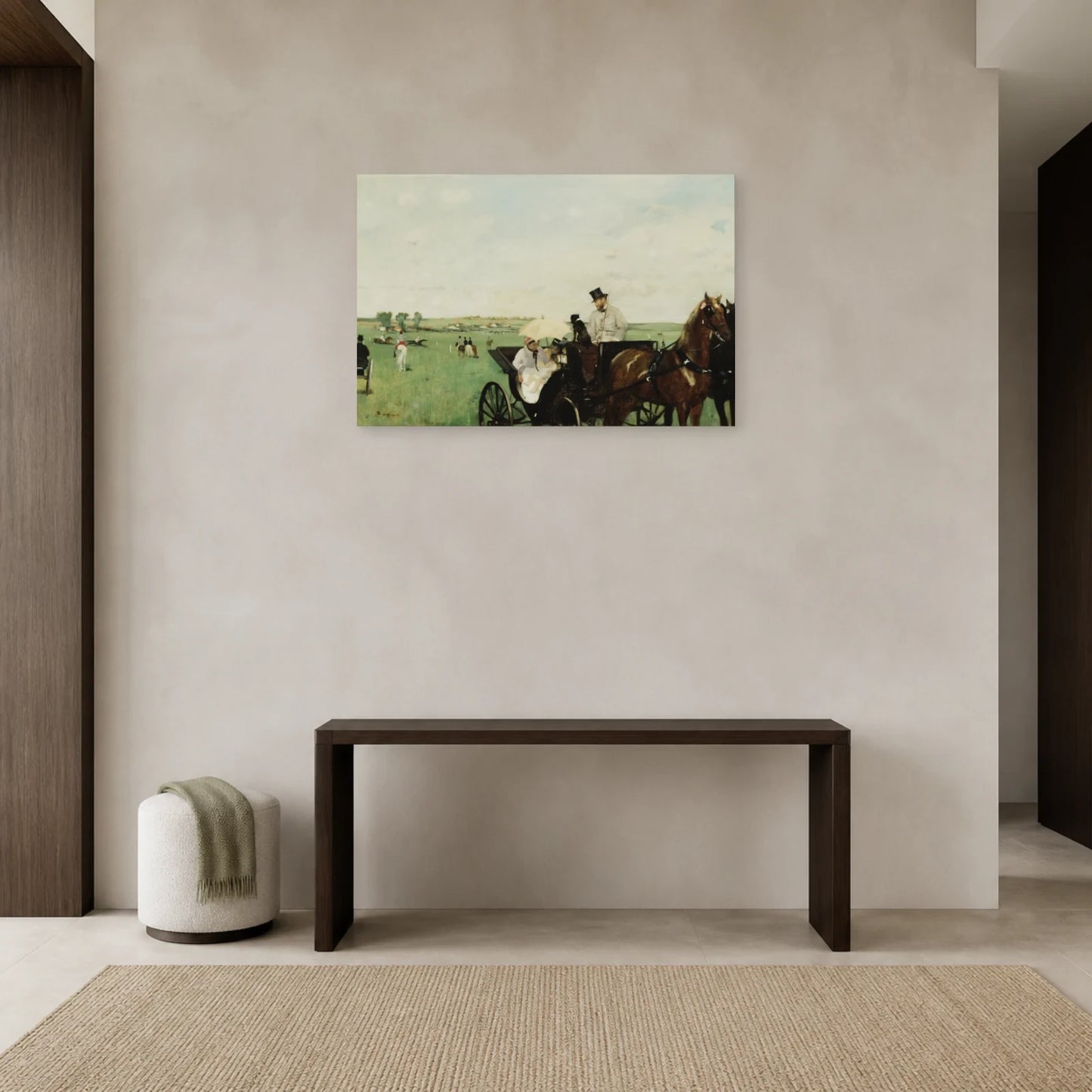 Tableau Aux courses en province – Edgar Degas dans une entrée ou un couloir - Art Virtuoso