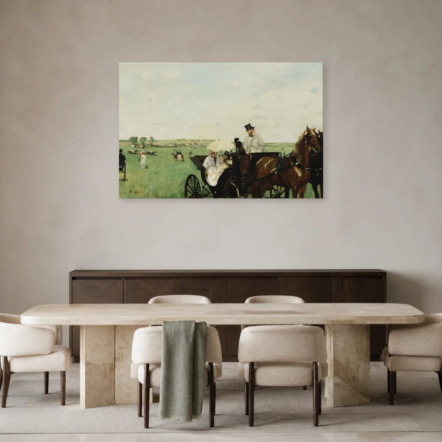 Tableau Aux courses en province – Edgar Degas dans une salle à manger - Art Virtuoso