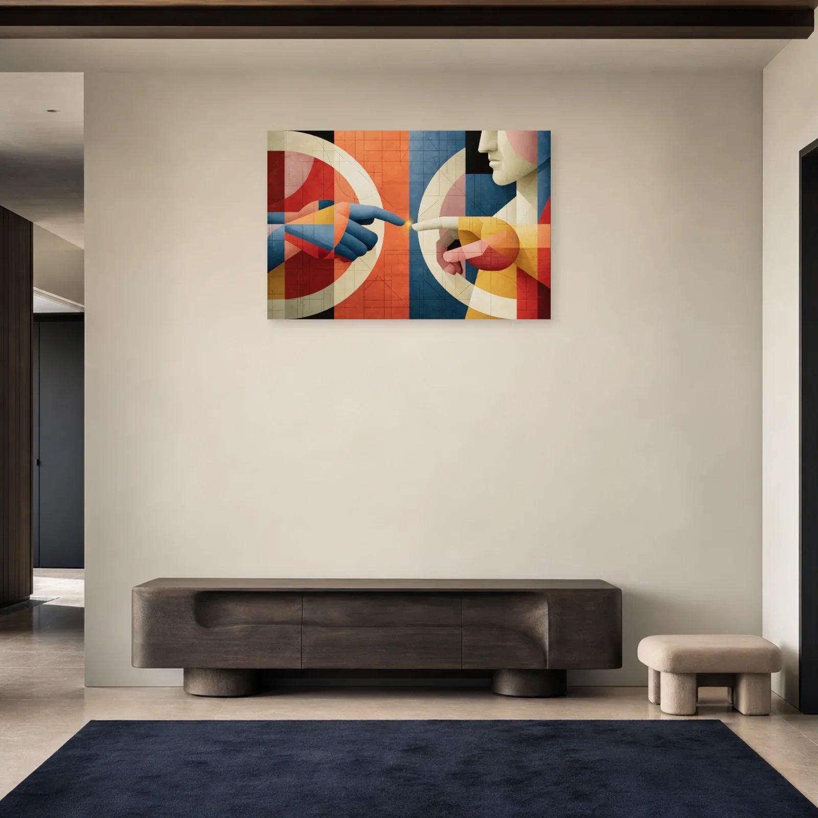 Tableau horizontal aux cercles graphiques présenté dans une entrée