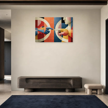 Tableau horizontal aux cercles graphiques présenté dans une entrée
