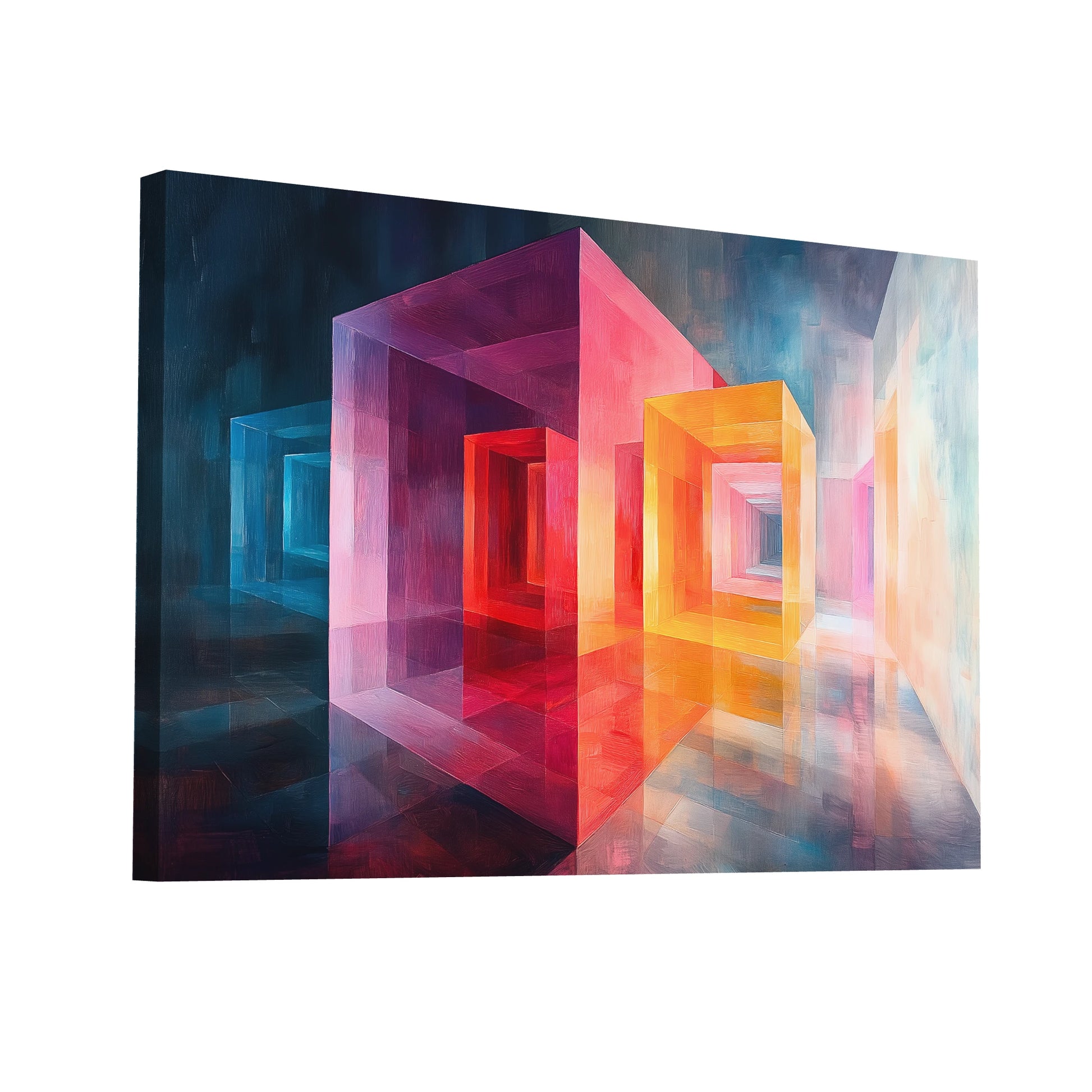 Product Hero 3D WebP Tableau Cube Géométrique : Dimensions Colorées - Art Virtuoso
