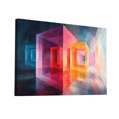Product Hero 3D WebP Tableau Cube Géométrique : Dimensions Colorées - Art Virtuoso