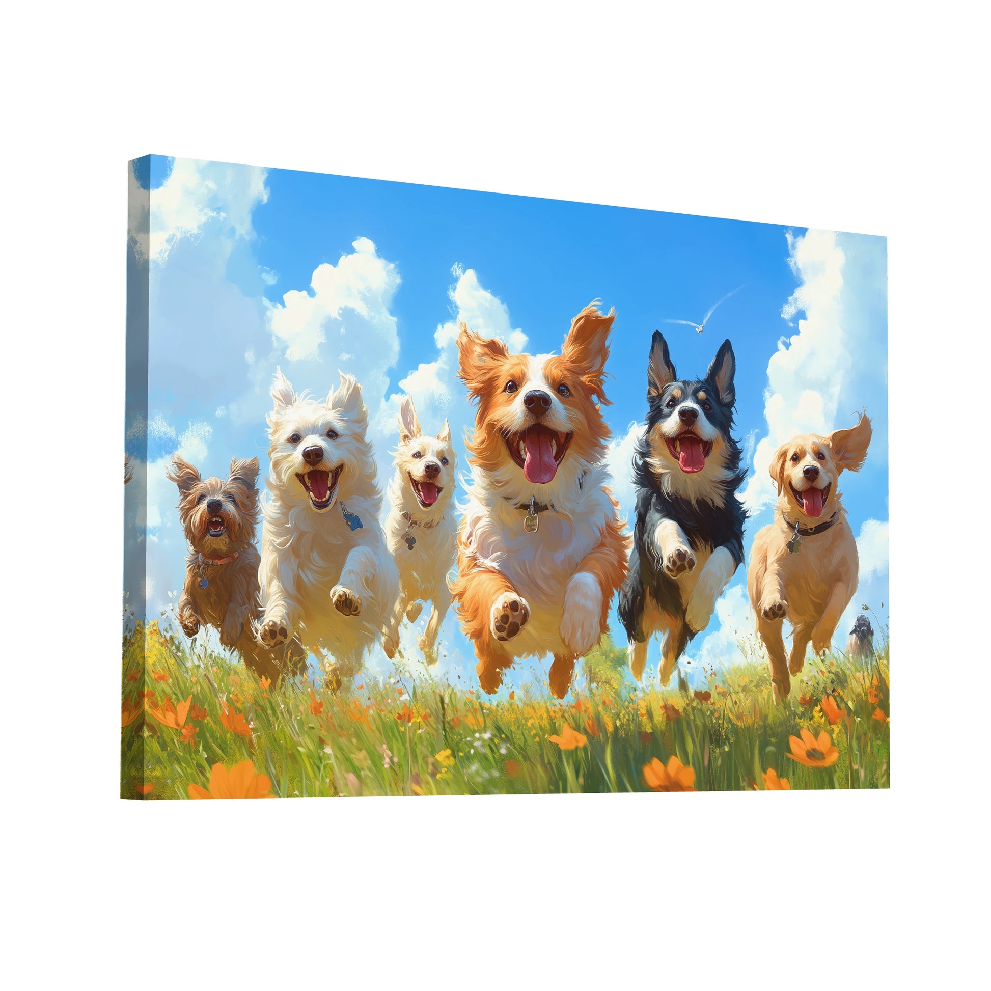 Product Hero 3D WebP Tableau de Chiens - La Course Joyeuse - Art Virtuoso