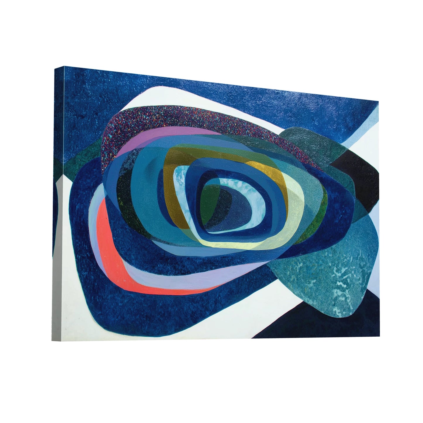 Product Hero 3D WebP Tableau Déco Scandinave – spirale maritime aux bleus boréaux - Art Virtuoso
