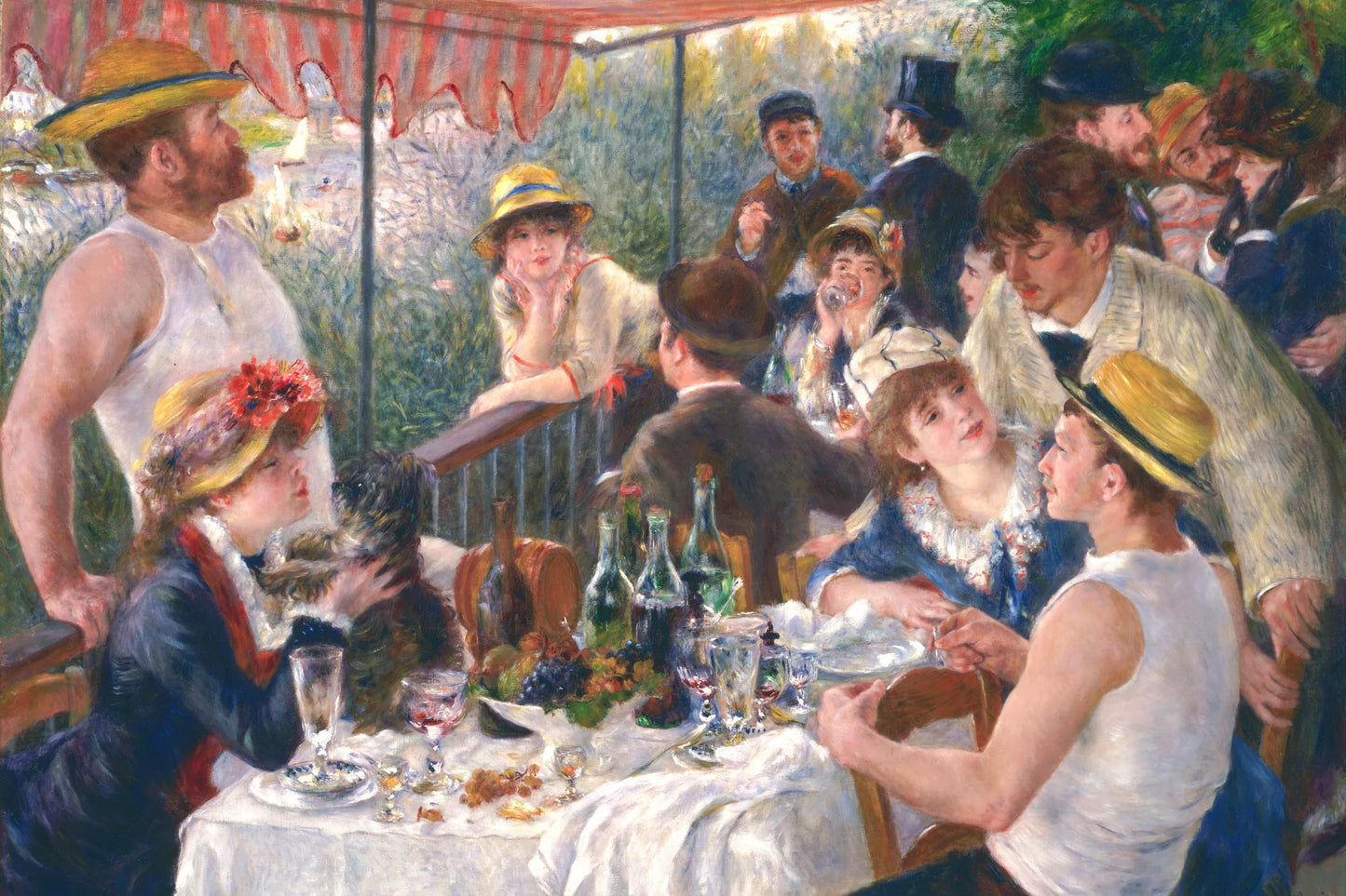 Déjeuner des canotiers de Renoir avec verrerie et chapeaux, taille M