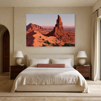 Tableau de mesa et crête corail présenté dans une chambre