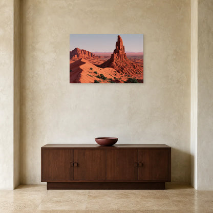 Tableau paysage désertique rouge présenté dans une entrée