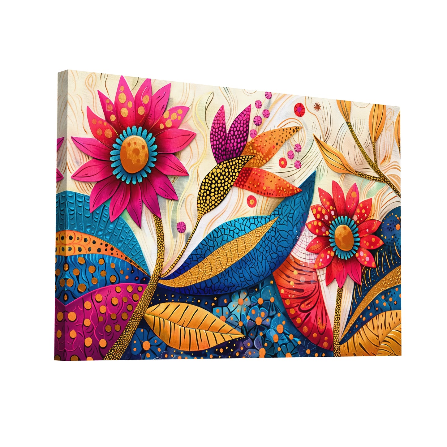 Product Hero 3D WebP Tableau Design Bohème aux Fleurs - Art Virtuoso