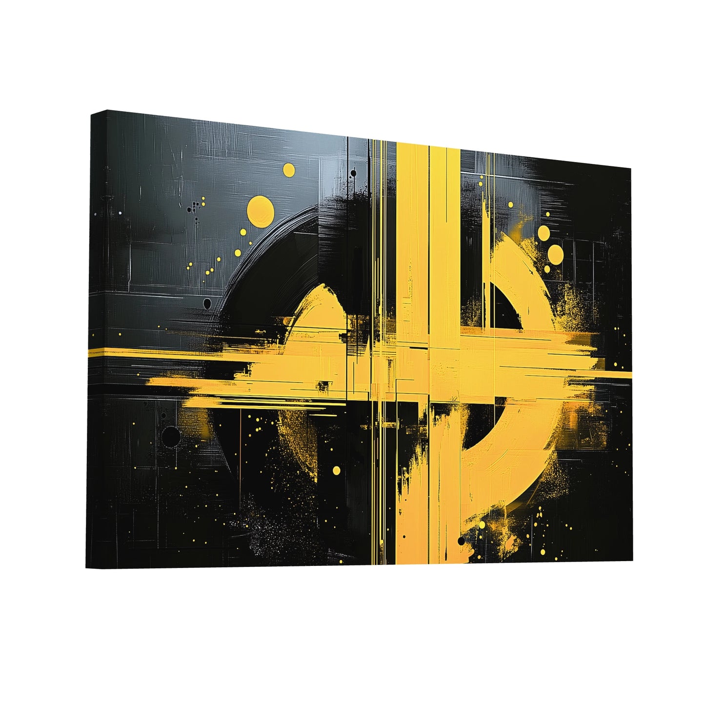 Product Hero 3D WebP Tableau Design Jaune : Constellation Urbaine - Art Virtuoso