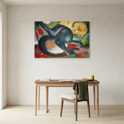 Tableau Deux Chats, bleu et jaune – Franz Marc dans un bureau - Art Virtuoso