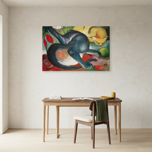 Tableau Deux Chats, bleu et jaune – Franz Marc dans un bureau - Art Virtuoso
