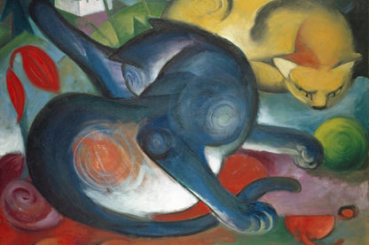 Deux Chats bleu et jaune de Franz Marc – toile format S