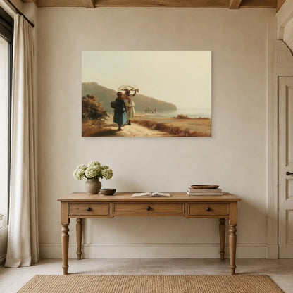 Tableau Deux femmes causant au bord de la mer, Saint-Thomas – Camille Pissarro dans un bureau - Art Virtuoso