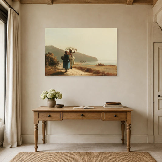 Tableau Deux femmes causant au bord de la mer, Saint-Thomas – Camille Pissarro dans un bureau - Art Virtuoso