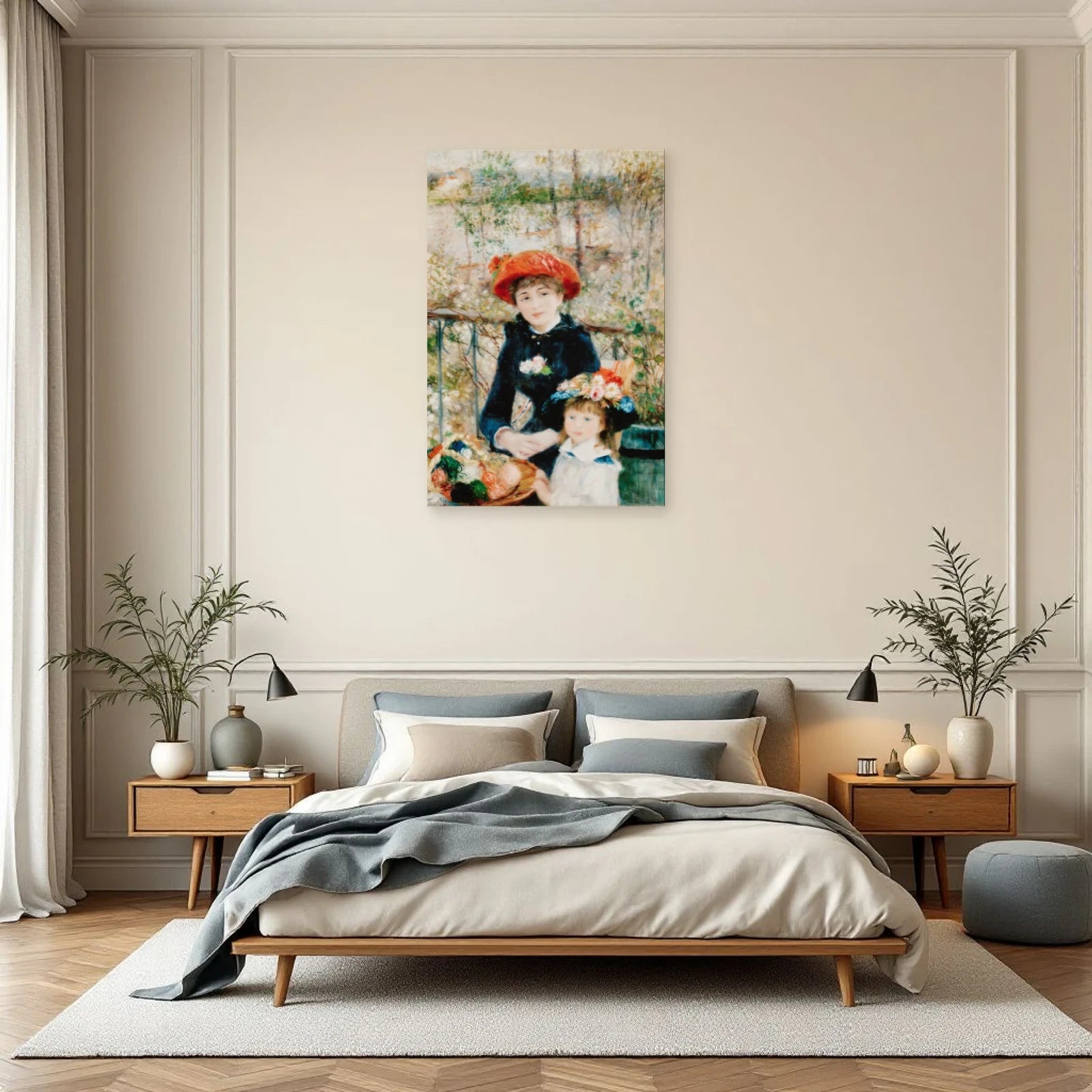 Tableau Les Deux Sœurs (Sur la terrasse) – Pierre-Auguste Renoir dans une chambre - Art Virtuoso
