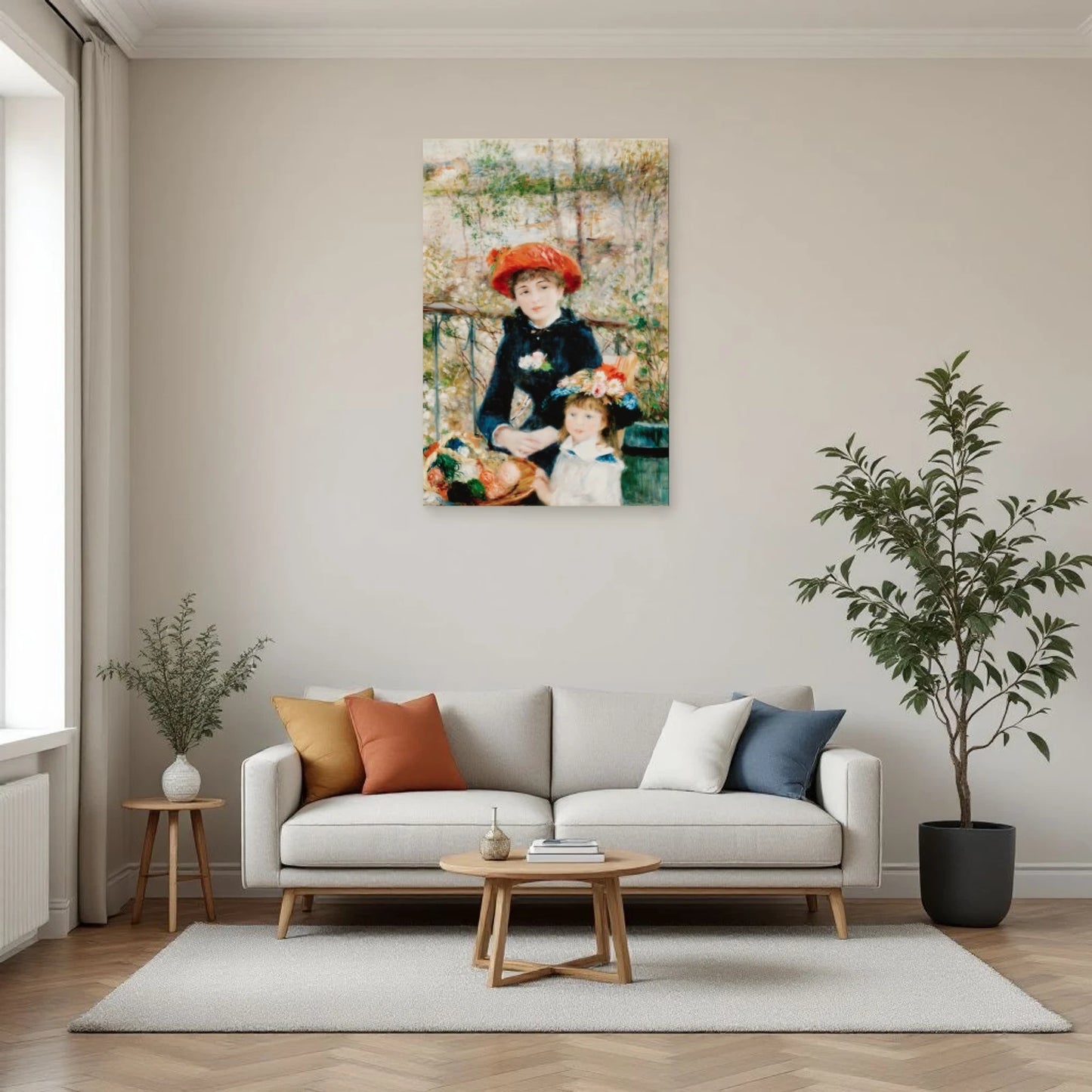 Tableau Les Deux Sœurs (Sur la terrasse) – Pierre-Auguste Renoir dans un salon - Art Virtuoso