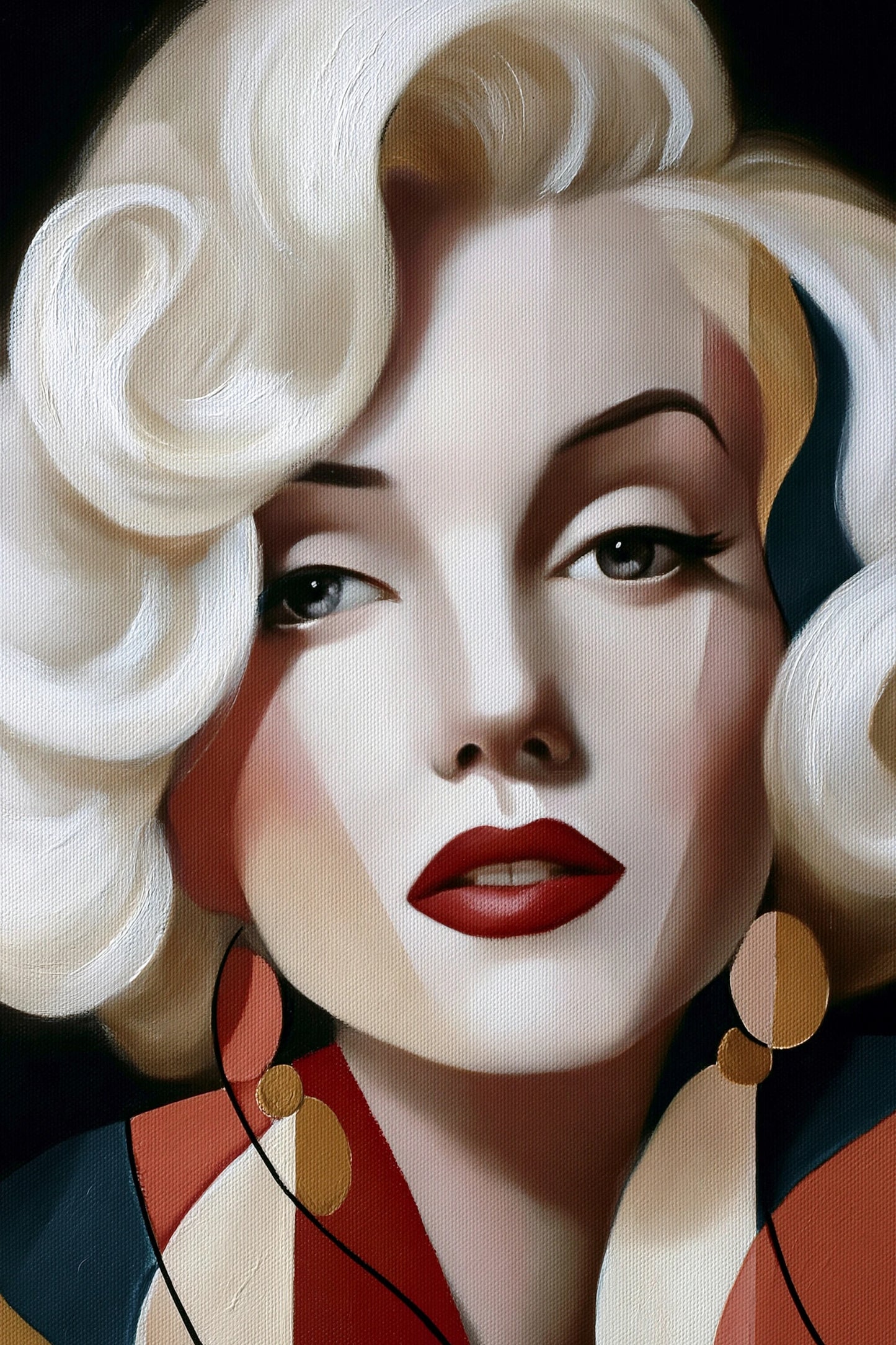Portrait de diva blonde sur fond bleu noir, format M
