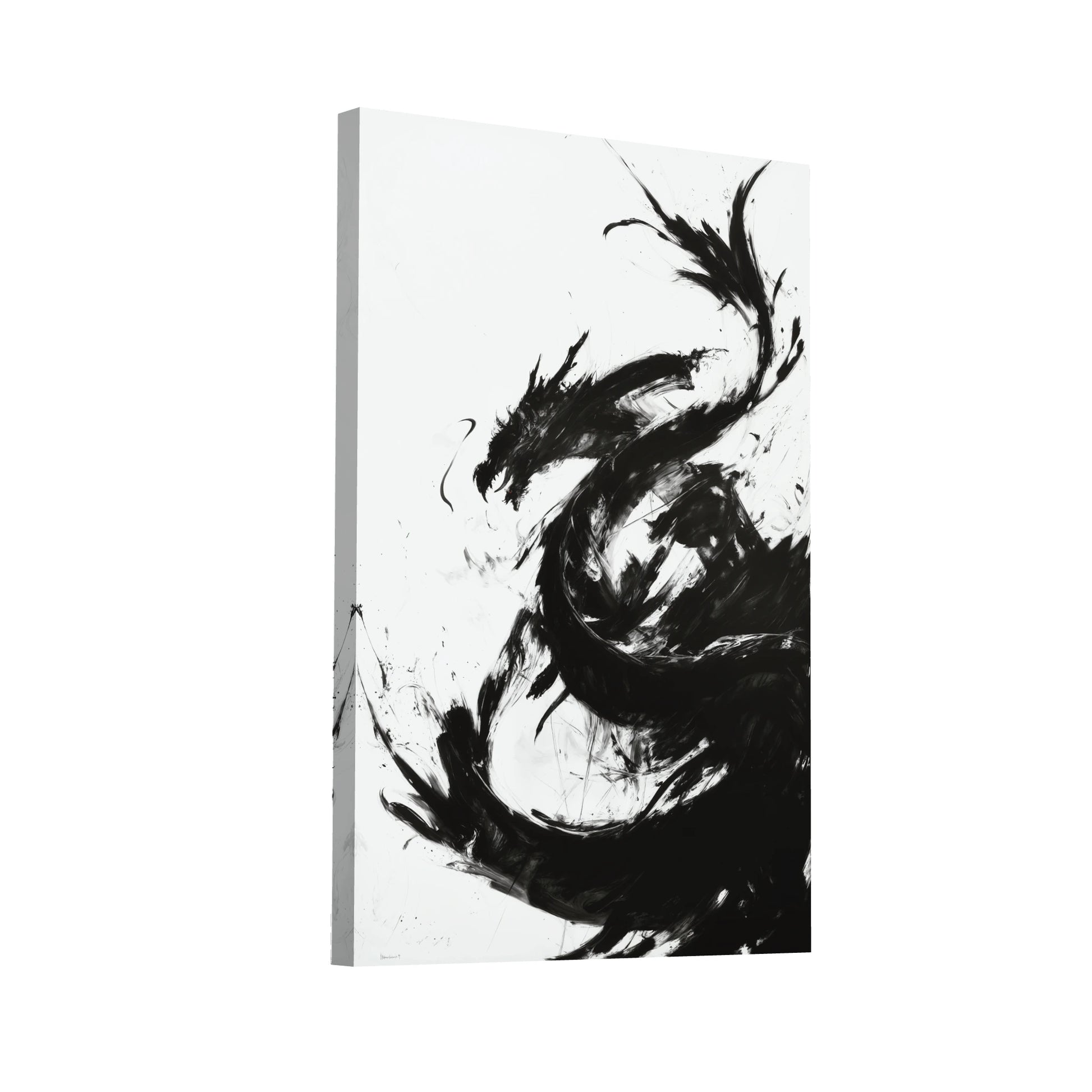 Product Hero 3D WebP Tableau Dragon Abstrait - Noir et Blanc - Art Virtuoso