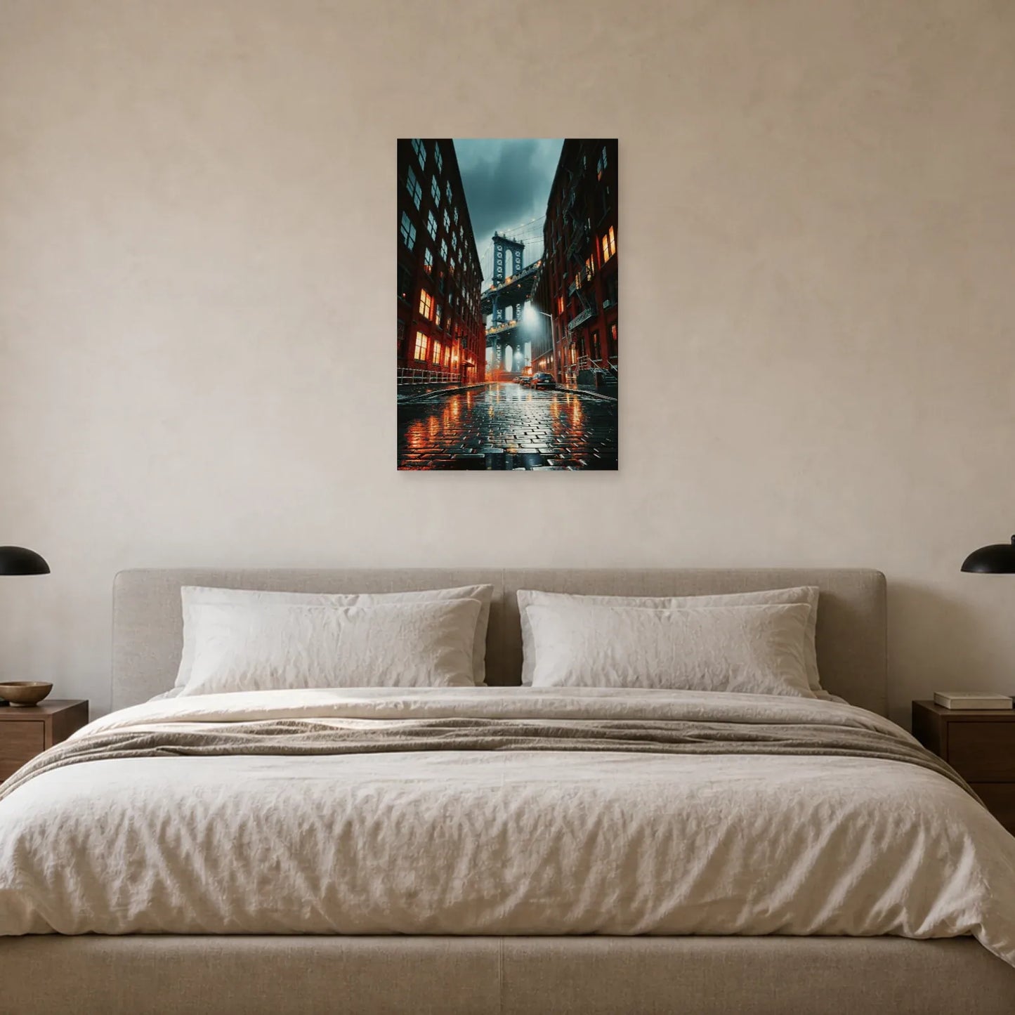 Tableau DUMBO Manhattan Bridge - Pavés de Pluie - tableau New York dans une chambre - Art Virtuoso