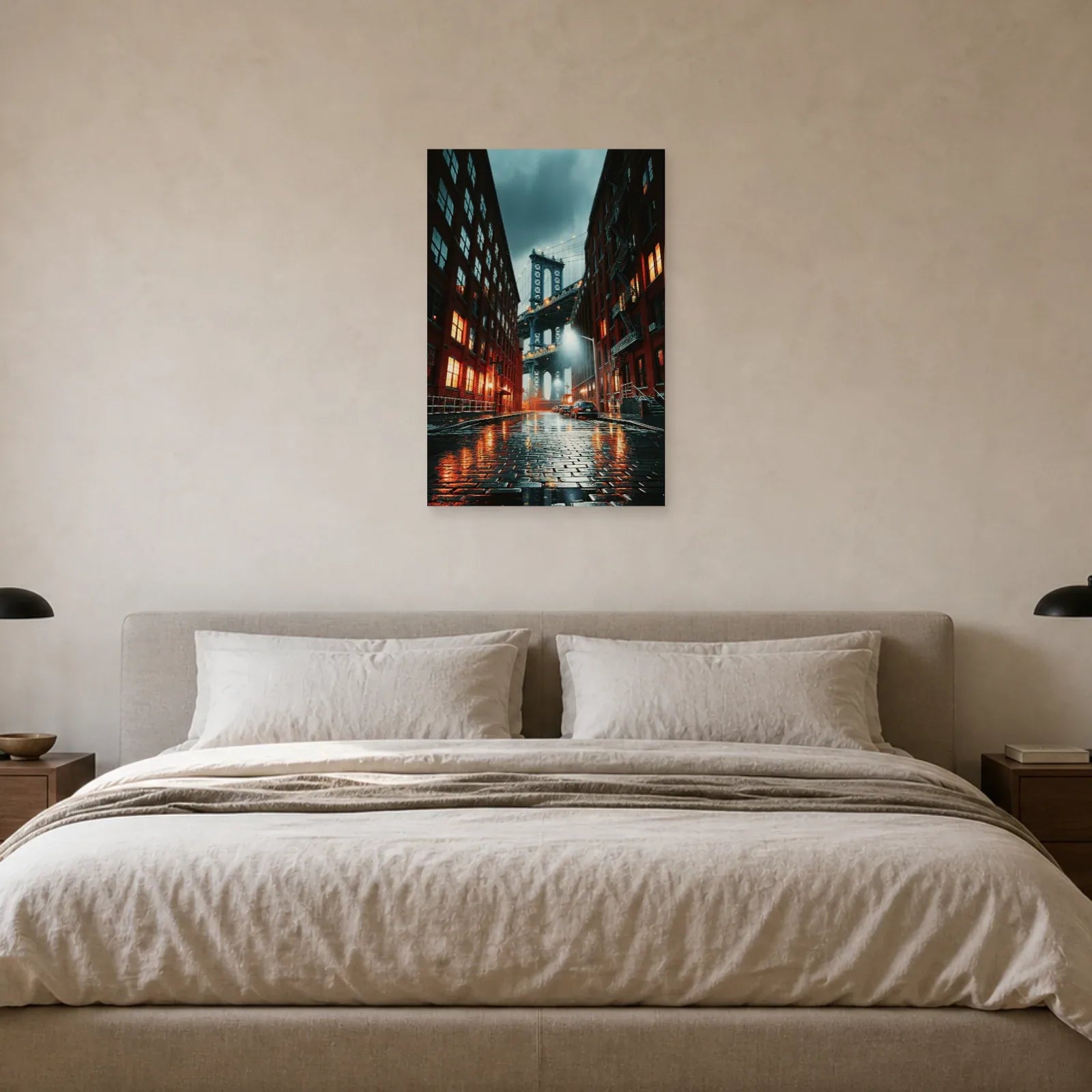 Tableau DUMBO Manhattan Bridge - Pavés de Pluie - tableau New York dans une chambre - Art Virtuoso