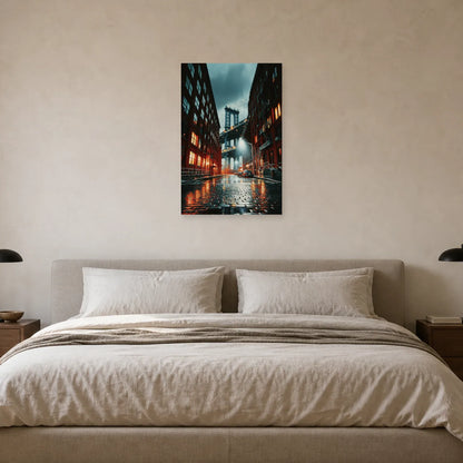 Tableau DUMBO Manhattan Bridge - Pavés de Pluie - tableau New York dans une chambre - Art Virtuoso