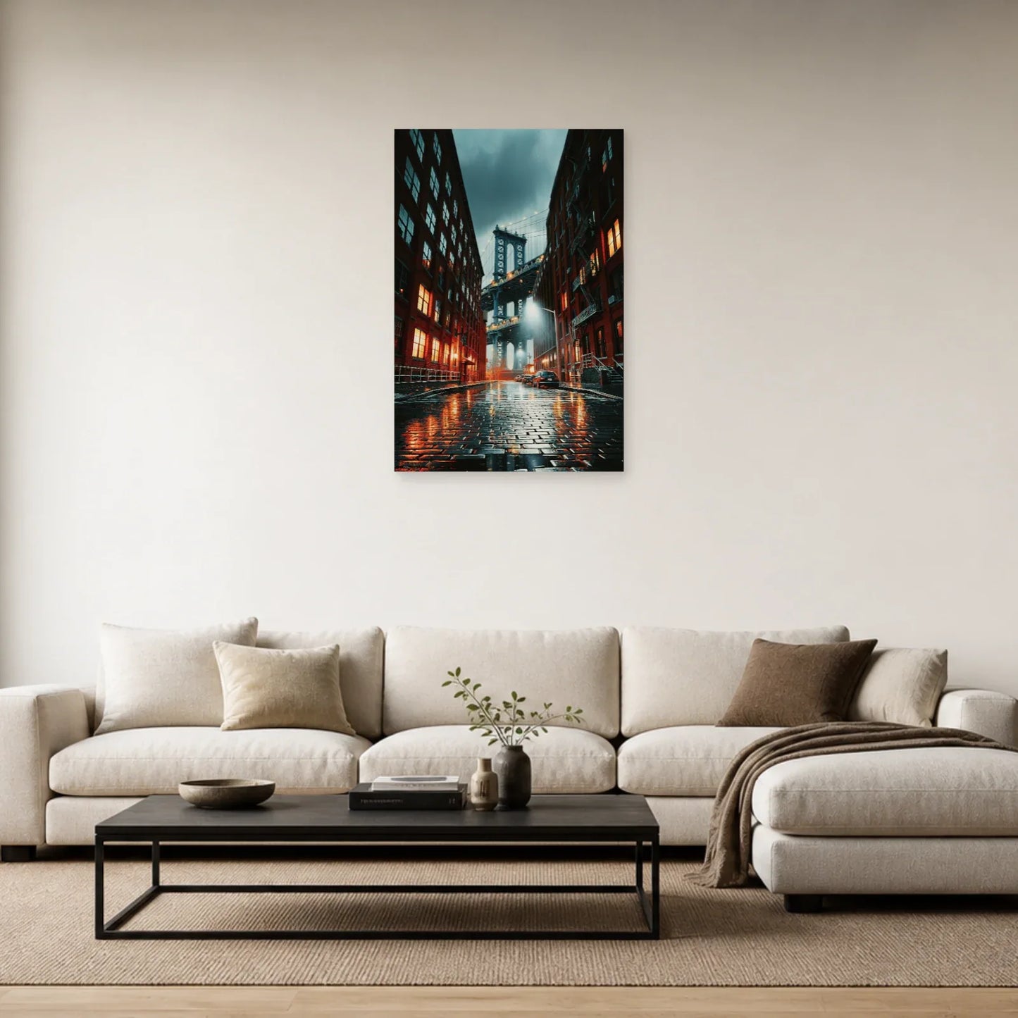 Tableau DUMBO Manhattan Bridge - Pavés de Pluie - tableau New York dans un salon - Art Virtuoso
