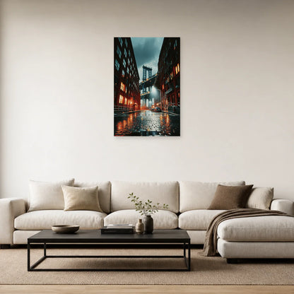 Tableau DUMBO Manhattan Bridge - Pavés de Pluie - tableau New York dans un salon - Art Virtuoso
